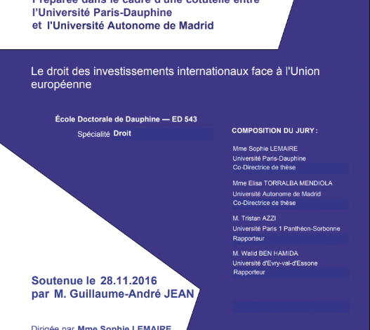 le droit des investissements internationaux face à l’Union européenne